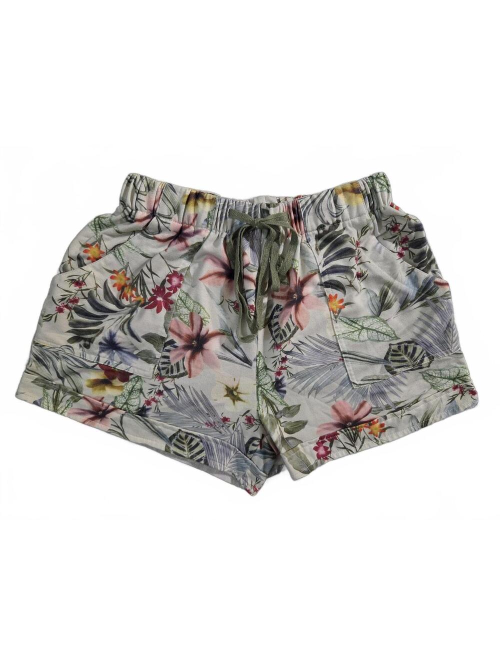 Floral Print Casual Shorts with Drawstring Waist Size L